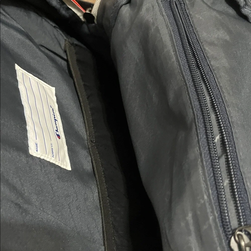 Champion Backpack Heathered Dark Blue with Blue and Red Embroidered Logo